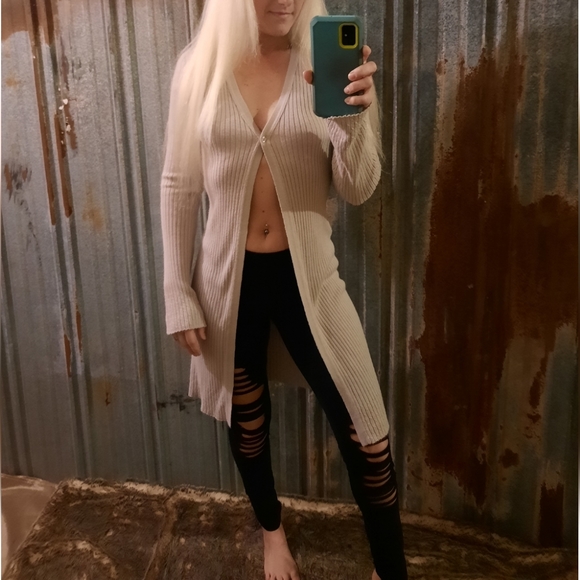 Trench Coat Length Cable Knit Xhilaration Cardigan - Picture 3 of 12